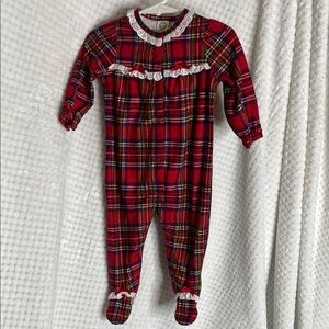 Little Me Plaid Red Girls One Piece Pajamas